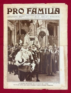 Pro Familia rivista d'epoca 4 Agosto 1929 Processione a Roma di Pio XI - Picture 1 of 6