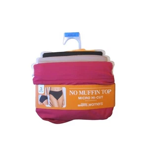 NWT WARNERS Set of 3 Pink Nude Black Microfiber Hi Cut Panties XXXL % - Picture 1 of 3