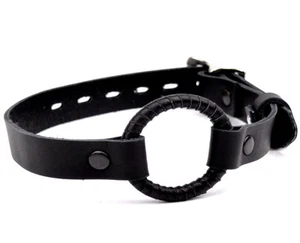 HANDCRAFTED Quality Locking Ring gag black top quality leather Ga04blkblk - Bild 1 von 3