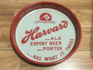 Vintage Harvard Bier & Ale 13" Metall Serviertablett Lowell, Masse - Bild 1 von 8