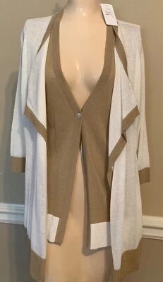 Cárdigan de punto claro para mujer FOXCROFT con botón de chaleco blanco y tostado CLÁSICO Foto 1 de 4