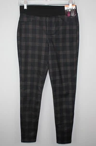 NO BO Women's Black Plaid Pull on Skinny Leg Pants SZ M (7-9) Stretch Elastic - Picture 1 of 9