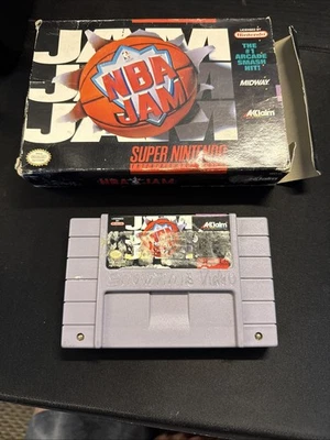 NBA Jam SNES Game + Box 1994 Super Nintendo Basketball  - Image 1 of 3