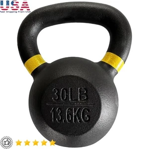 Cast Iron Kettlebell 30 lbs Solid Weight Equipment Fitness Home Gym Training New - Picture 1 of 37
