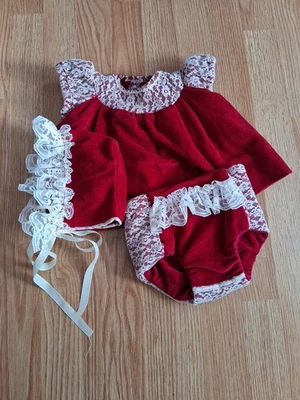Vestido de Navidad vintage para bebé Bloomers de encaje Foto 1 de 4