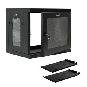 9U Wall Mount Network Server 19" IT Cabinet Rack Perforated Door Lock W/Shelves - Picture 1 of 7