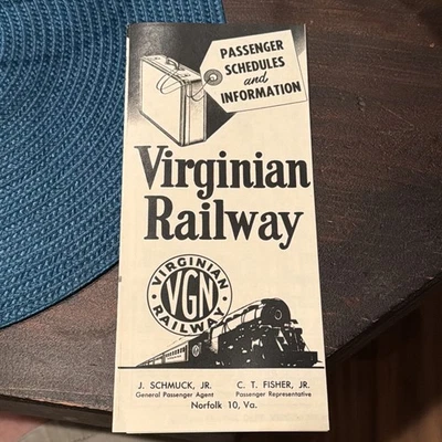 Horarios e información de pasajeros vintage Virginia RY 25/07/1955 Foto 1 de 4