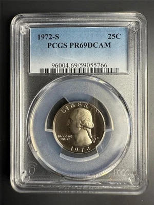 1972 S WASHINGTON QUARTER 25C PR69 DCAM UCAM PF69 PCGS DEEP CAMEO SKU 3890 - Image 1 of 2