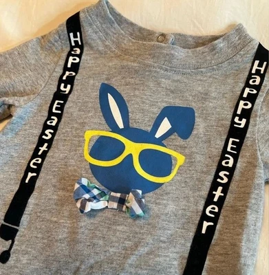 Koalakids 100% Algodón Conejito de Pascua Una Pieza Body Bebé Mameluco 3-6 Meses Foto 1 de 4