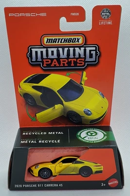 Piezas móviles Matchbox 2025 amarillo Porsche 911 Carrera 4S 2020 1/64 Foto 1 de 2