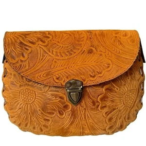 Bandolera Western Tooled a Mano Cuero Auténtico Bolso de Mano Mujer Mediano - Imagen 1 de 12