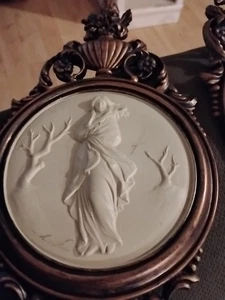 Vintage Syroco Wandbehang antike griechische Göttin Kamee 4056 A&B 14"x 7" - Bild 1 von 6