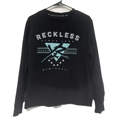 Sudadera Pullover Young & Reckless Cuello Redondo Hombres XLarge Azul Bolsillo Logo Patín Foto 1 de 4