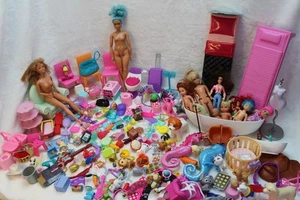 Bulk Lot Mixed Barbie & Other Brand Doll Toys Furniture Pets Etc Parts 255 pcs - Picture 1 of 17