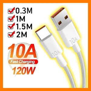 120W USB to Type-C 10A Fast Charging Cable Huawei Xiaomi 0.3M/1M/1.5M/2M Cord - Picture 1 of 7