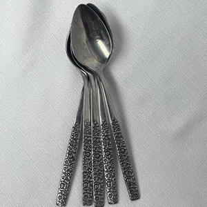 "Juego de 5 cucharas de montaje Oneida acero inoxidable SSS detalles florales en relieve 6""" - Imagen 1 de 6