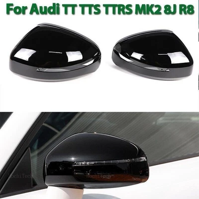 2x Tapas de espejos laterales negras brillantes para Audi TT TTS RS 8J MK2 2007-2014 R8 Foto 1 de 4
