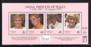 FT581 Norfolk Island 1998 S/S Strip of 4 Diff Princess Diana England's Jewel MNH - Picture 1 of 1
