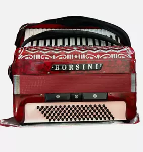 Akkordeon Borsini 96 Bass 9 Register Italienisch Rot spielbereit Koffer LMMH - Bild 1 von 13