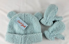 New Cat & Jack Toddler Girls Dusty Blue Cat Fleece Hat & Mittens Set Ears 2T-5T