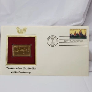 22kt Gold Stamp Replica Smithsonian Institution 150th Anniversary - Picture 1 of 9