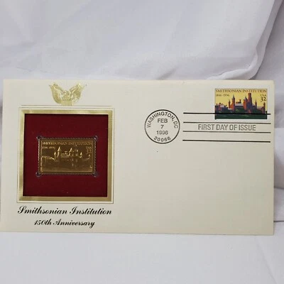 22kt Gold Stamp Replica Smithsonian Institution 150th Anniversary - Image 1 of 4