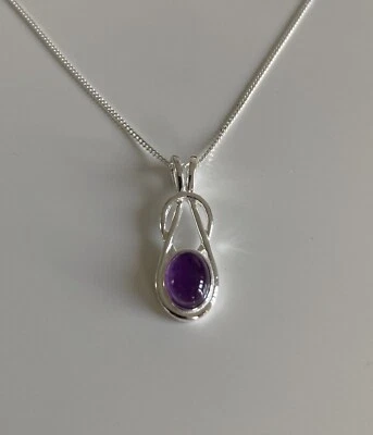 Brand New 925 Sterling Silver Amethyst Celtic Pendant Necklace - Image 1 of 3