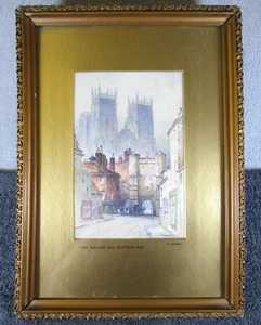 Lovely Vintage Gilt Framed F Robson Print View Of York Minster Cathedral - Picture 1 of 9