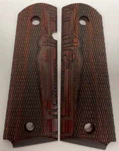 Ducks Unlimited 1911 Govt. Checkered Laser Logo Rosewood Grips Altamont - Picture 1 of 1