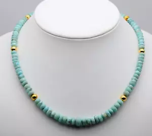 Larimar chain gem chain Atlantis stone light blue necklace 925 silver approx. 47 cm - Picture 1 of 4