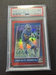 2021 Donruss Optic Amon-Ra St. Brown Auto Rated Rookie Red /75 PSA 9 Mint Lions - Picture 1 of 3
