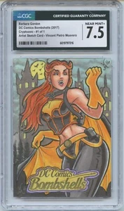2017 DC Comics Cryptozoic Barbara Gordon Sketch Vicente Moavero 1/1 CGC 7.5 - Picture 1 of 2