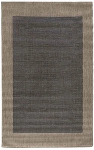 Abella Black Brown Dots Border Indoor Outdoor Non-Slip Flatwoven Rug - 5 Sizes - Picture 1 of 2