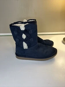 Koolaburra by UGG Mädchen Wildleder hohe Winterstiefel Gr. 4 dunkelblau Kunstfell - Bild 1 von 7