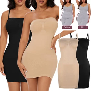 Womens Seamless Firm Tummy Control Adjustable Strap Full Slips Shapewear Dresses - Picture 1 of 26