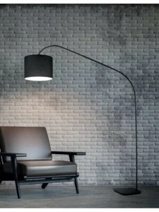 Lampada da terra piantana design moderno arco con paralume nero - Imagen 1 de 1