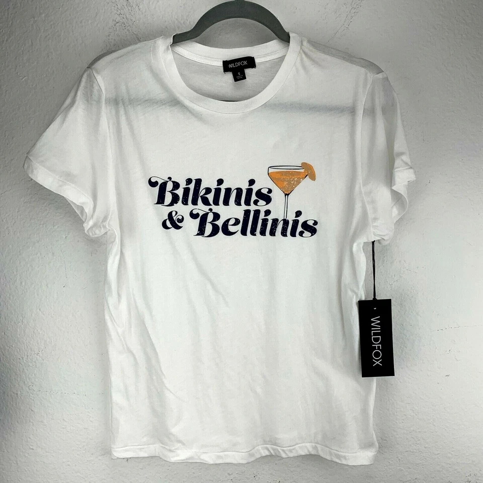 Wildfox Bikinis and Bellinis Short Sleeve Graphic Tee White Size Small