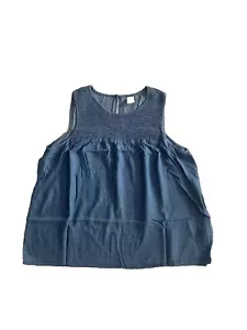size 10 womens top Blue Chambray Shirt “THE 1964 DENIM COMPANY” stretch smocking - Picture 1 of 17