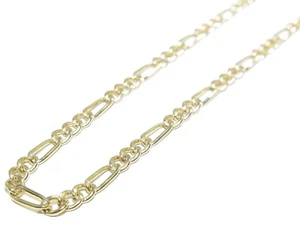 Mens Silver .925 / 10k Yellow Gold Figaro 8.0Gram 3.26mm 20inch Chain  - Imagen 1 de 6