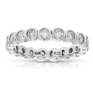 1.50 cttw Diamond Eternity Ring Wedding Band 14K White or Yellow Gold Bezel Set - Picture 1 of 17