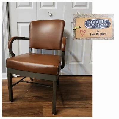 Usado en Excelente Condición De Colección 1957 Día de San Valentín Acero SILLA DE OFICINA Escritorio Mediados de Siglo Vinilo  Foto 1 de 4