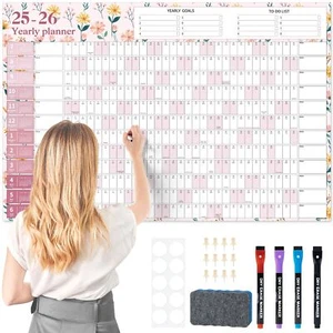 Calendar 2025-2026 Large Dry Erase Wall Calendar 32'' x 48'' 12 Month Laminat... - Picture 1 of 6