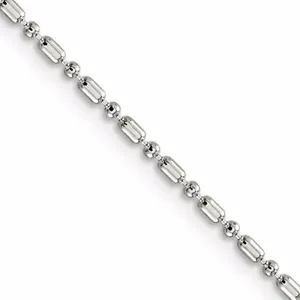 Sterling Silver 1.5mm Fancy Beaded Chain Necklace - Picture 1 of 5