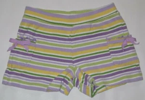 Gymboree Girls Purple Green Yellow Striped Knit Shorts Elastic Waist Size 5 - Picture 1 of 3