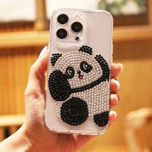 Customized Bling crystal sparkle Cute Panda phone case cover for various phone - Picture 1 of 5