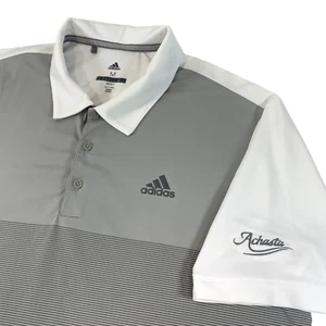 Adidas Golf Polo Shirt Gray White Colorblock Achasta Men M Athleisure Short Slv - Picture 1 of 24