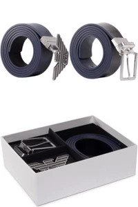 Emporio Armani Leather 4in1 Belt & Buckles GIFT Box SET Y4S270 YLP4X blue black - Picture 1 of 8