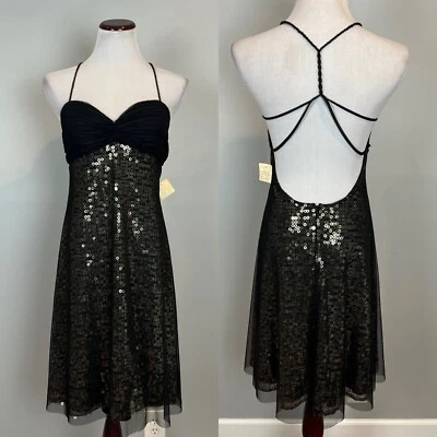 Vestido Dave & Johnny Sin Espalda Juniors 11/12 Negro Dorado Lentejuelas Semi Formal Nuevo con Etiquetas Foto 1 de 4