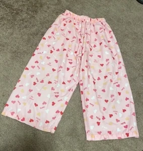 Girl’s Lands End Pajama Pants Size Large (14) Valentine’s Day Pink & Red Heart - Picture 1 of 3
