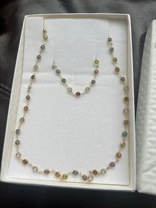 Multi Stone 18K Gold Necklace And Bracelet Set Gioielleria Saccardi Italy - Picture 1 of 5